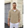 COOFANDY Mens Casual Button Down Shirt Long Sleeve Lightweight Jacket Fashion Textured Shirts(Khaki)