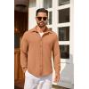 COOFANDY Mens Casual Button Down Shirt Long Sleeve Lightweight Jacket Fashion Textured Shirts(Light Brown)