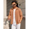 COOFANDY Mens Casual Button Down Shirt Long Sleeve Lightweight Jacket Fashion Textured Shirts(Light Brown)