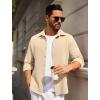 COOFANDY Mens Casual Button Down Shirt Long Sleeve Lightweight Jacket Fashion Textured Shirts(Light Coffee)