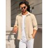 COOFANDY Mens Casual Button Down Shirt Long Sleeve Lightweight Jacket Fashion Textured Shirts(Light Coffee)