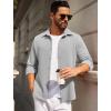 COOFANDY Mens Casual Button Down Shirt Long Sleeve Lightweight Jacket Fashion Textured Shirts(Light Grey)