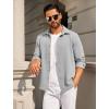 COOFANDY Mens Casual Button Down Shirt Long Sleeve Lightweight Jacket Fashion Textured Shirts(Light Grey)