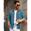 COOFANDY Mens Casual Button Down Shirt Long Sleeve Lightweight Jacket Fashion Textured Shirts(Turquoise)