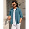 COOFANDY Mens Casual Button Down Shirt Long Sleeve Lightweight Jacket Fashion Textured Shirts(Turquoise)