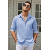 COOFANDY Men’s Casual Button Down Shirt Long Sleeve Untucked Chambray Shirt Wrinkle Free Dress Shirts(Andromeda Blue)