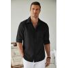 COOFANDY Men’s Casual Button Down Shirt Long Sleeve Untucked Chambray Shirt Wrinkle Free Dress Shirts(Black Onyx)