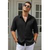 COOFANDY Men’s Casual Button Down Shirt Long Sleeve Untucked Chambray Shirt Wrinkle Free Dress Shirts(Black Onyx)