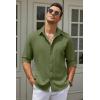 COOFANDY Men’s Casual Button Down Shirt Long Sleeve Untucked Chambray Shirt Wrinkle Free Dress Shirts(Chive)