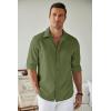 COOFANDY Men’s Casual Button Down Shirt Long Sleeve Untucked Chambray Shirt Wrinkle Free Dress Shirts(Chive)