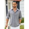 COOFANDY Men’s Casual Button Down Shirt Long Sleeve Untucked Chambray Shirt Wrinkle Free Dress Shirts(Granite Gray)