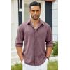 COOFANDY Men’s Casual Button Down Shirt Long Sleeve Untucked Chambray Shirt Wrinkle Free Dress Shirts(Tawny Port)