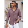 COOFANDY Men’s Casual Button Down Shirt Long Sleeve Untucked Chambray Shirt Wrinkle Free Dress Shirts(Tawny Port)