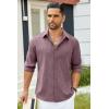 COOFANDY Men’s Casual Button Down Shirt Long Sleeve Untucked Chambray Shirt Wrinkle Free Dress Shirts(Tawny Port)