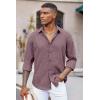 COOFANDY Men’s Casual Button Down Shirt Long Sleeve Untucked Chambray Shirt Wrinkle Free Dress Shirts(Tawny Port)