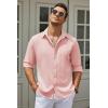 COOFANDY Men’s Casual Button Down Shirt Long Sleeve Untucked Chambray Shirt Wrinkle Free Dress Shirts(Veiled Rose)