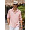COOFANDY Men’s Casual Button Down Shirt Long Sleeve Untucked Chambray Shirt Wrinkle Free Dress Shirts(Veiled Rose)