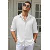 COOFANDY Men’s Casual Button Down Shirt Long Sleeve Untucked Chambray Shirt Wrinkle Free Dress Shirts(White)