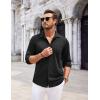COOFANDY Men’s Casual Button Down Shirt Long Sleeve Wrinkle Free Shirts Loose fit Shirt Textured Stretch Shirts with Pocket(Black)