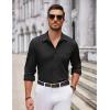 COOFANDY Men’s Casual Button Down Shirt Long Sleeve Wrinkle Free Shirts Loose fit Shirt Textured Stretch Shirts with Pocket(Black)