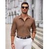 COOFANDY Men’s Casual Button Down Shirt Long Sleeve Wrinkle Free Shirts Loose fit Shirt Textured Stretch Shirts with Pocket(Brown)