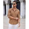 COOFANDY Men’s Casual Button Down Shirt Long Sleeve Wrinkle Free Shirts Loose fit Shirt Textured Stretch Shirts with Pocket(Khaki)