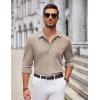COOFANDY Men’s Casual Button Down Shirt Long Sleeve Wrinkle Free Shirts Loose fit Shirt Textured Stretch Shirts with Pocket(Light Brown)