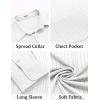 COOFANDY Men’s Casual Button Down Shirt Long Sleeve Wrinkle Free Shirts Loose fit Shirt Textured Stretch Shirts with Pocket(White)