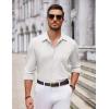 COOFANDY Men’s Casual Button Down Shirt Long Sleeve Wrinkle Free Shirts Loose fit Shirt Textured Stretch Shirts with Pocket(White)