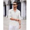 COOFANDY Men’s Casual Button Down Shirt Long Sleeve Wrinkle Free Shirts Loose fit Shirt Textured Stretch Shirts with Pocket(White)