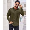 COOFANDY Mens Casual Button Down Shirt Long Sleeve Wrinkle Free Shirts Stretch Dress Shirt(Army Green)