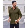 COOFANDY Mens Casual Button Down Shirt Long Sleeve Wrinkle Free Shirts Stretch Dress Shirt(Army Green)