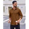 COOFANDY Mens Casual Button Down Shirt Long Sleeve Wrinkle Free Shirts Stretch Dress Shirt(Brown)