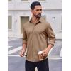 COOFANDY Mens Casual Button Down Shirt Long Sleeve Wrinkle Free Shirts Stretch Dress Shirt(Khaki)