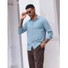 COOFANDY Mens Casual Button Down Shirt Long Sleeve Wrinkle Free Shirts Stretch Dress Shirt(Light Blue)