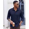 COOFANDY Mens Casual Button Down Shirt Long Sleeve Wrinkle Free Shirts Stretch Dress Shirt(Navy Blue)