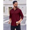 COOFANDY Mens Casual Button Down Shirt Long Sleeve Wrinkle Free Shirts Stretch Dress Shirt(Wine Red)