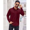 COOFANDY Mens Casual Button Down Shirt Long Sleeve Wrinkle Free Shirts Stretch Dress Shirt(Wine Red)