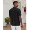 COOFANDY Men’s Casual Button Down Shirt Short Sleeve Textured Summer Cuban Beach Shirts(Black)