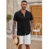 COOFANDY Men’s Casual Button Down Shirt Short Sleeve Textured Summer Cuban Beach Shirts(Black)