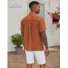 COOFANDY Men’s Casual Button Down Shirt Short Sleeve Textured Summer Cuban Beach Shirts(Brown)