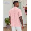 COOFANDY Men’s Casual Button Down Shirt Short Sleeve Textured Summer Cuban Beach Shirts(Floral-pink)