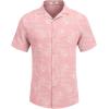 COOFANDY Men’s Casual Button Down Shirt Short Sleeve Textured Summer Cuban Beach Shirts(Floral-pink)