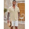 COOFANDY Men’s Casual Button Down Shirt Short Sleeve Textured Summer Cuban Beach Shirts(Khaki)