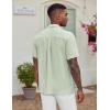 COOFANDY Men’s Casual Button Down Shirt Short Sleeve Textured Summer Cuban Beach Shirts(Light Green)