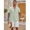 COOFANDY Men’s Casual Button Down Shirt Short Sleeve Textured Summer Cuban Beach Shirts(Light Green)