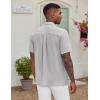 COOFANDY Men’s Casual Button Down Shirt Short Sleeve Textured Summer Cuban Beach Shirts(Light Grey)
