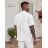 COOFANDY Men’s Casual Button Down Shirt Short Sleeve Textured Summer Cuban Beach Shirts(White)