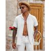 COOFANDY Men’s Casual Button Down Shirt Short Sleeve Textured Summer Cuban Beach Shirts(White)
