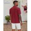 COOFANDY Men’s Casual Button Down Shirt Short Sleeve Textured Summer Cuban Beach Shirts(Wine Red)